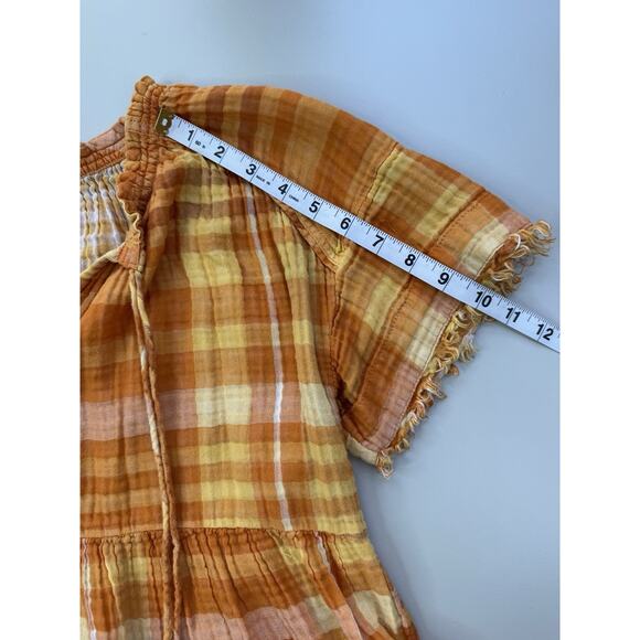 Anthropologie Pilcro Bette Babydoll Top XS Orange Flowy Peasant Gauzy Milkmaid - Picture 9 of 16